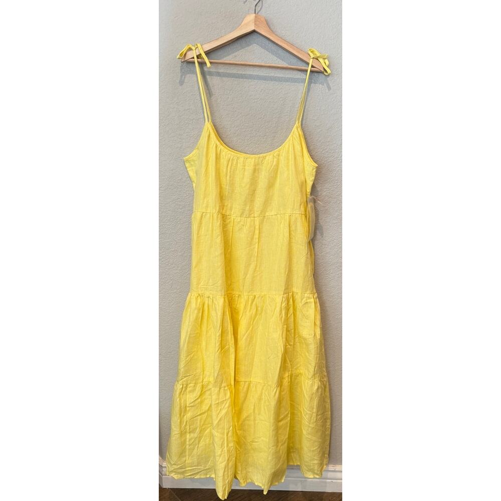 NWT Mille Resort & Travel Maui Lemonade Yellow Linen Maxi Dress Size Medium - Picture 10 of 10
